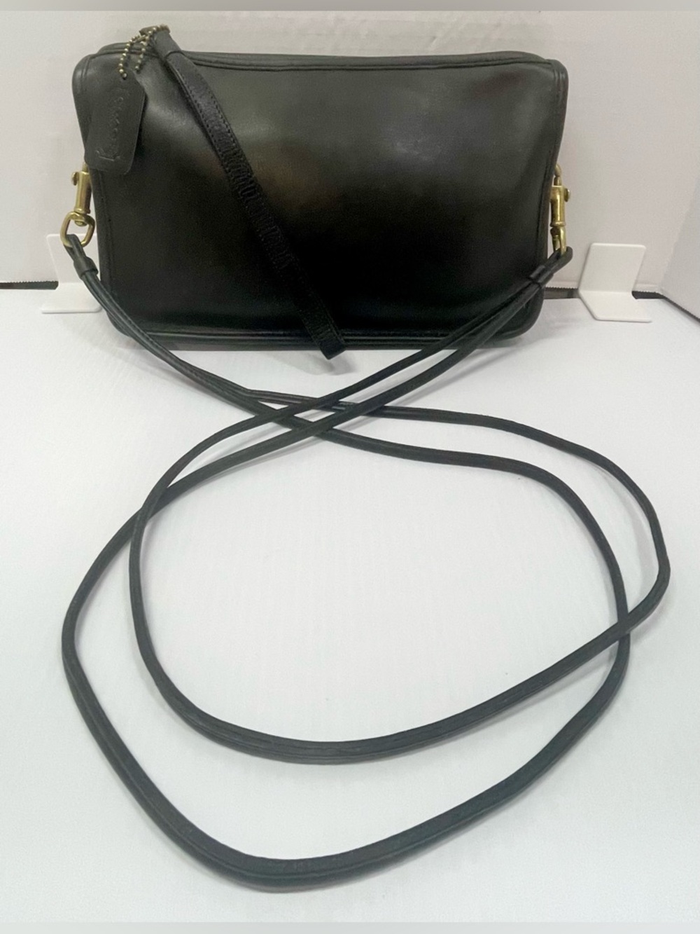 Coach Vintage 9455 Basic Top Zip Black Leather Shoulder Bag Split Strap USA - Picture 11 of 11